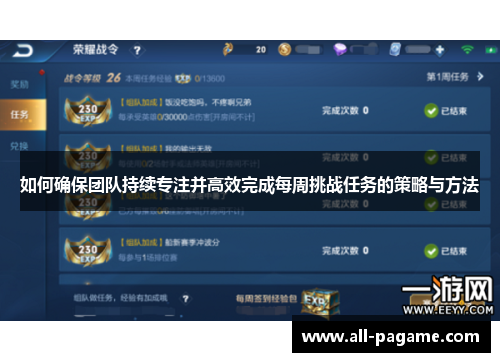 如何确保团队持续专注并高效完成每周挑战任务的策略与方法
